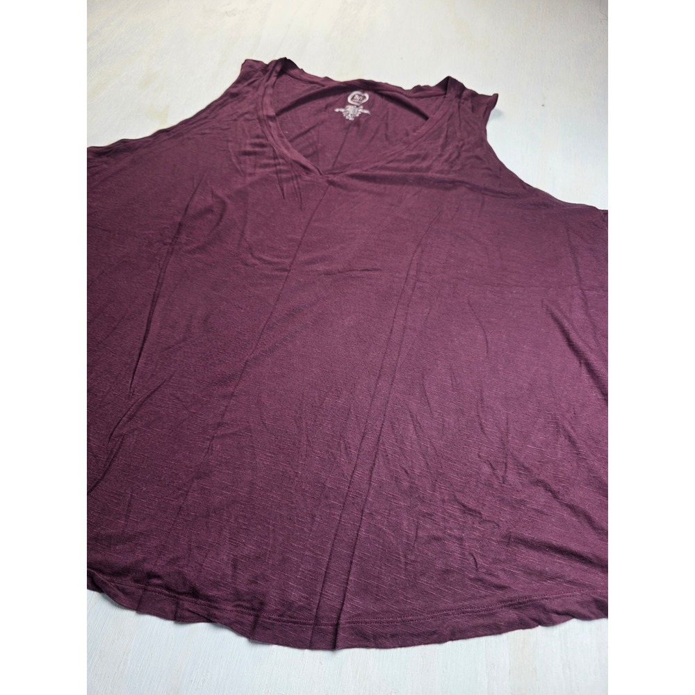 Maurices 24/7 Burgundy V-Neck Swing Tank Top Plus Size 4 Slub Knit Boho Classic